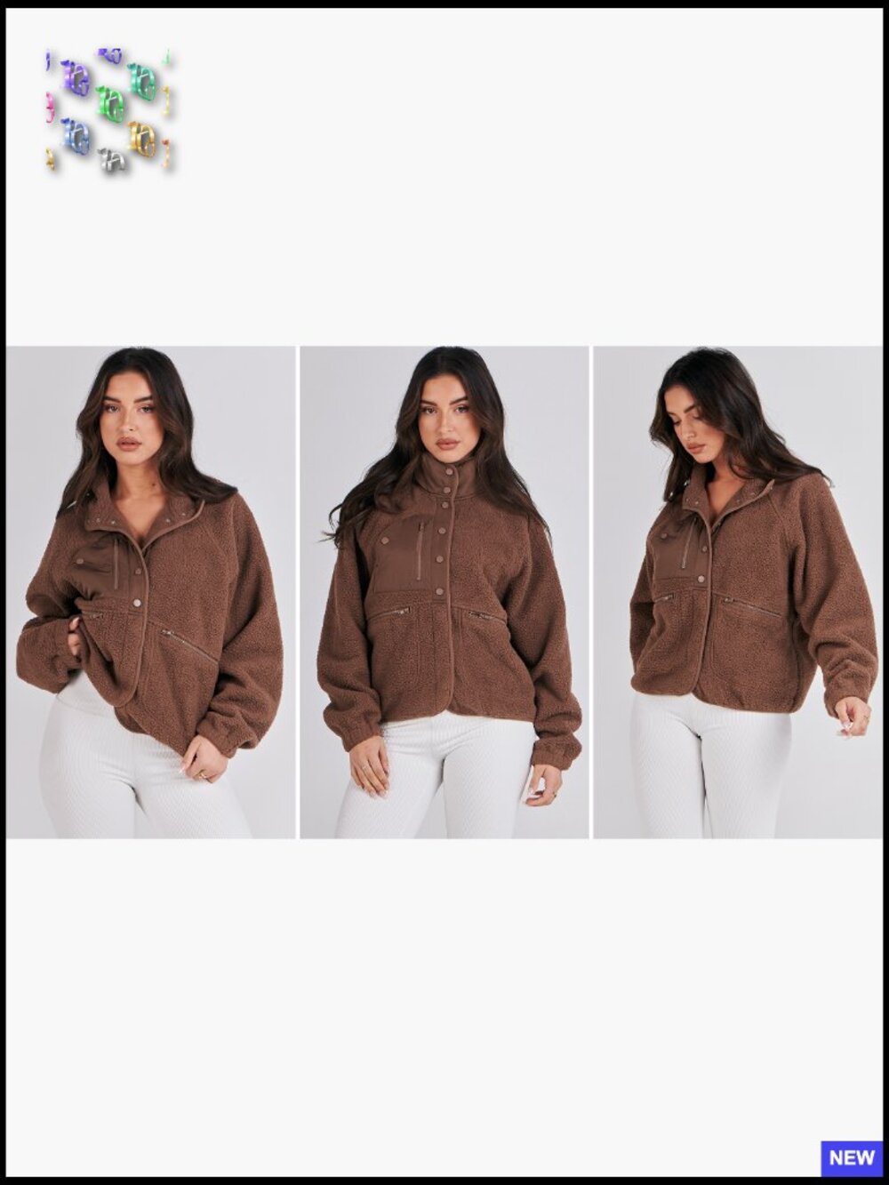 Fuzzy Fleece Jacket Cropped Sherpa Button Down Shacket Coats Outwear With - Picture 7 of 7
